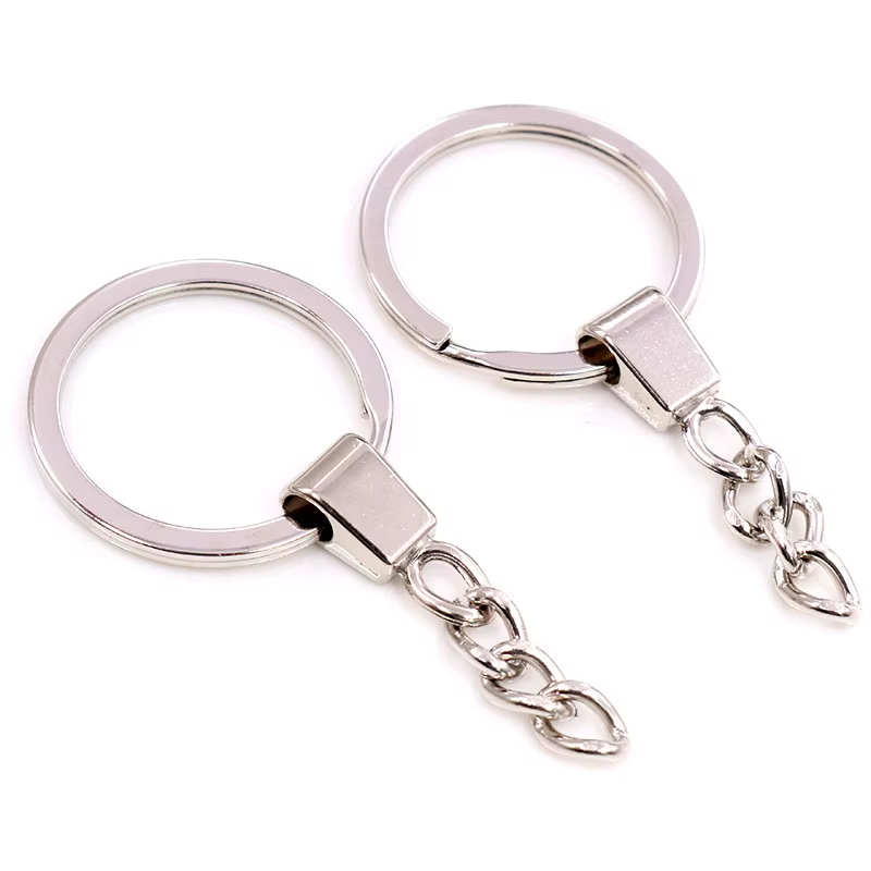 10pcs trousseau accessoires 30mm anneau avec 50mm longue chaîne porte-clés