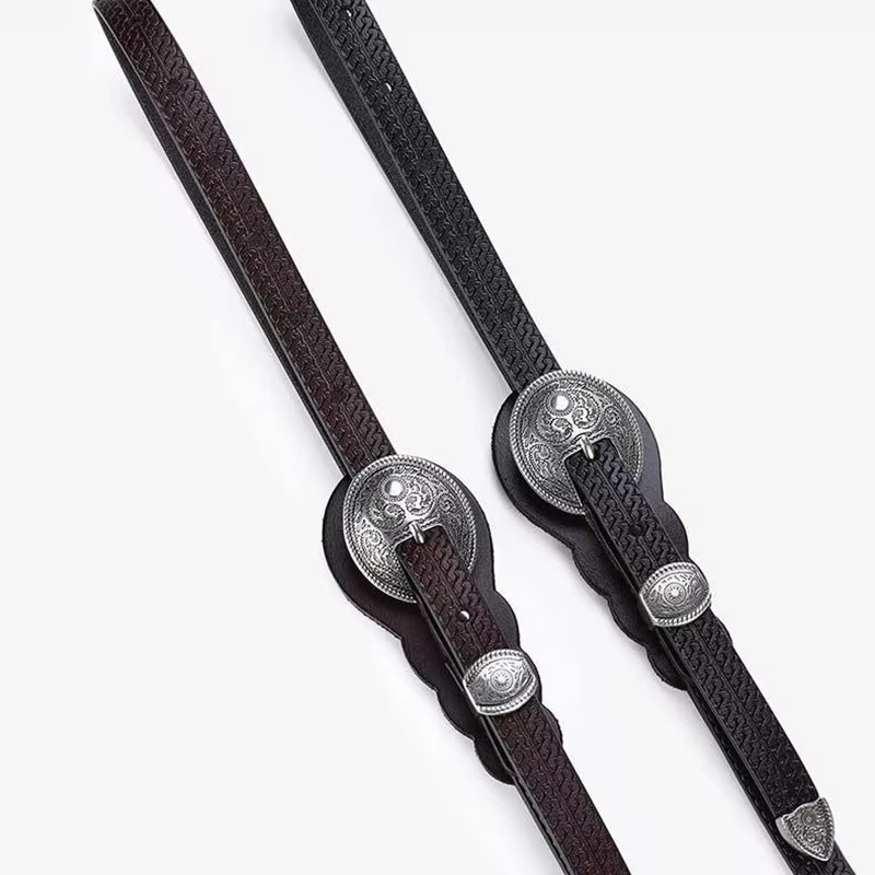 Ceinture vintage pour femme 110 cm en cuir véritable texturé