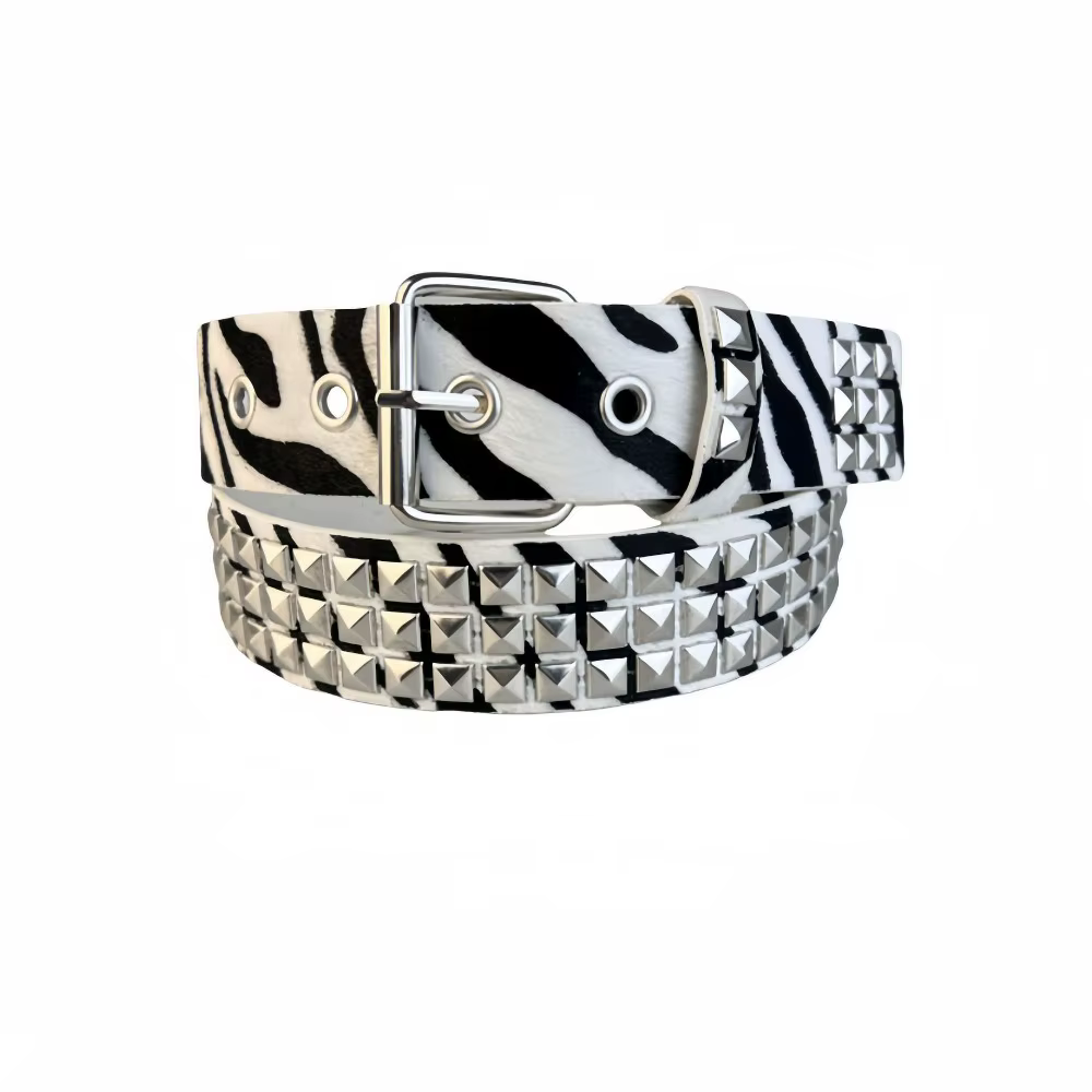 Ceinture à rivets en perles carrées, pyramide en métal pour hommes et femmes, matériel Punk, ceinture en jean Y2K, ceinture de styliste pour femmes