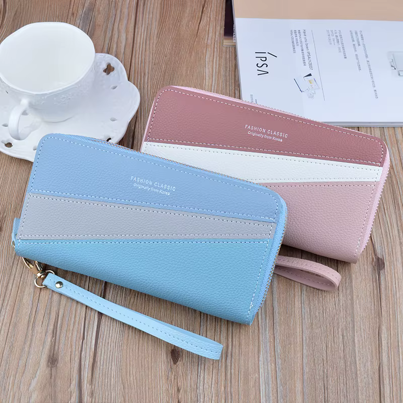 Kawaii – grand portefeuille rose en cuir pour femmes
