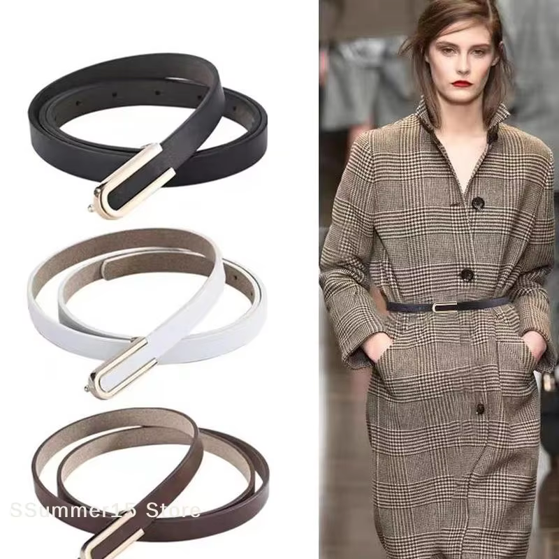 Ceintures pour femmes, ceinture fine en cuir PU avec boucle minimaliste