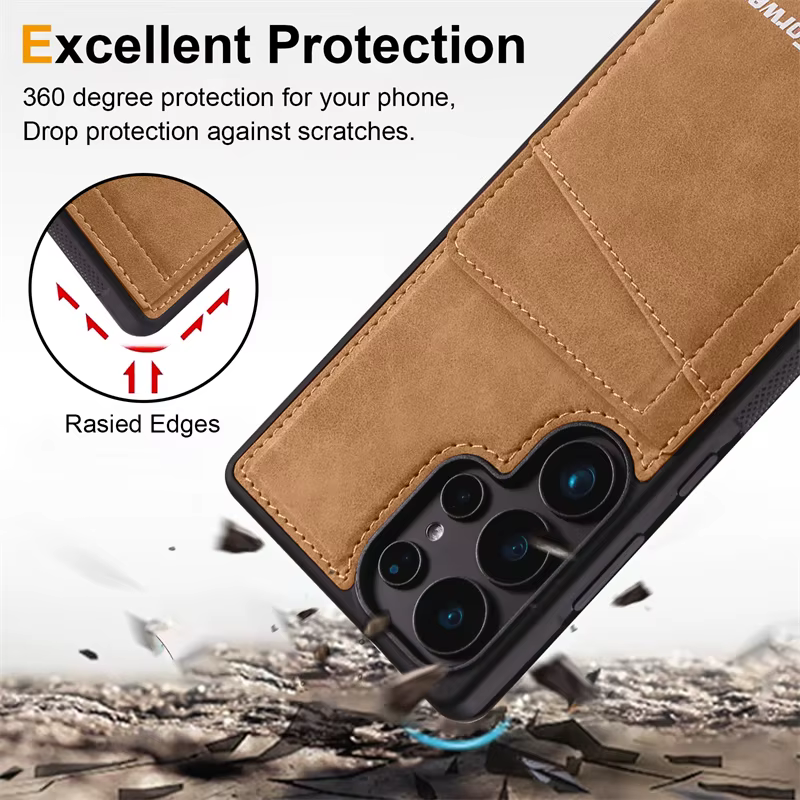 Coque de téléphone portefeuille en cuir antichoc de luxe, étui pour Samsung Galaxy S25 edge S25 S24 S23 S22 S21 Ultra Plus avec support de fente pour carte