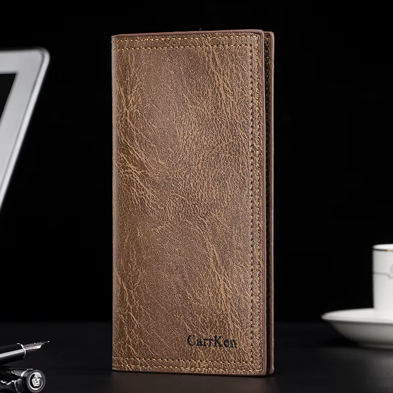 Portefeuille Long en cuir ciré à l'huile pour hommes