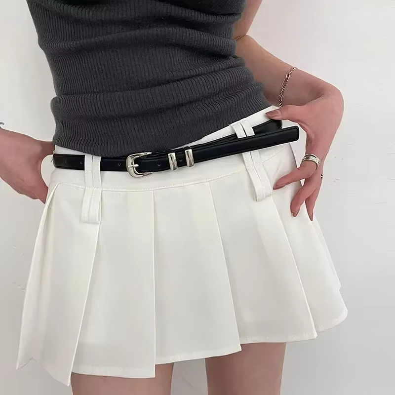 Ceintures à la mode pour femmes, noires, simples et fines, en PU, pour pantalons, jupes, polyvalentes, décontractées pour étudiants