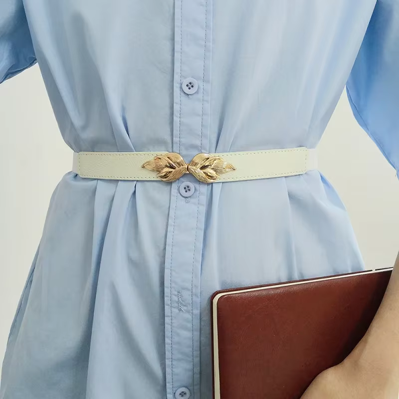 Ceinture fine en cuir chevelu pour femmes