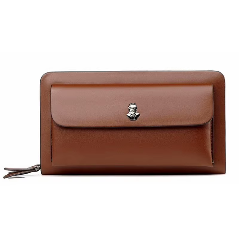 Marque de luxe hommes portefeuilles avec poche à monnaie Double fermeture éclair mâle portefeuille long grand