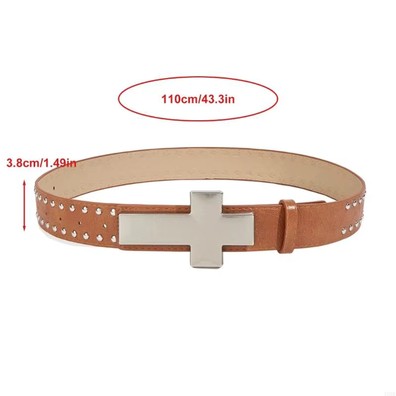 Ceinture cloutée Crucifix élégante pour hommes femmes