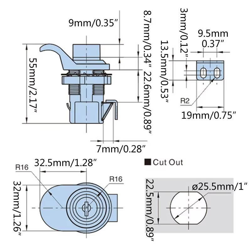 Durable pour le matériel verrouillage bouton loquet pour serrure tiroir d'armoire remorque bateau RV