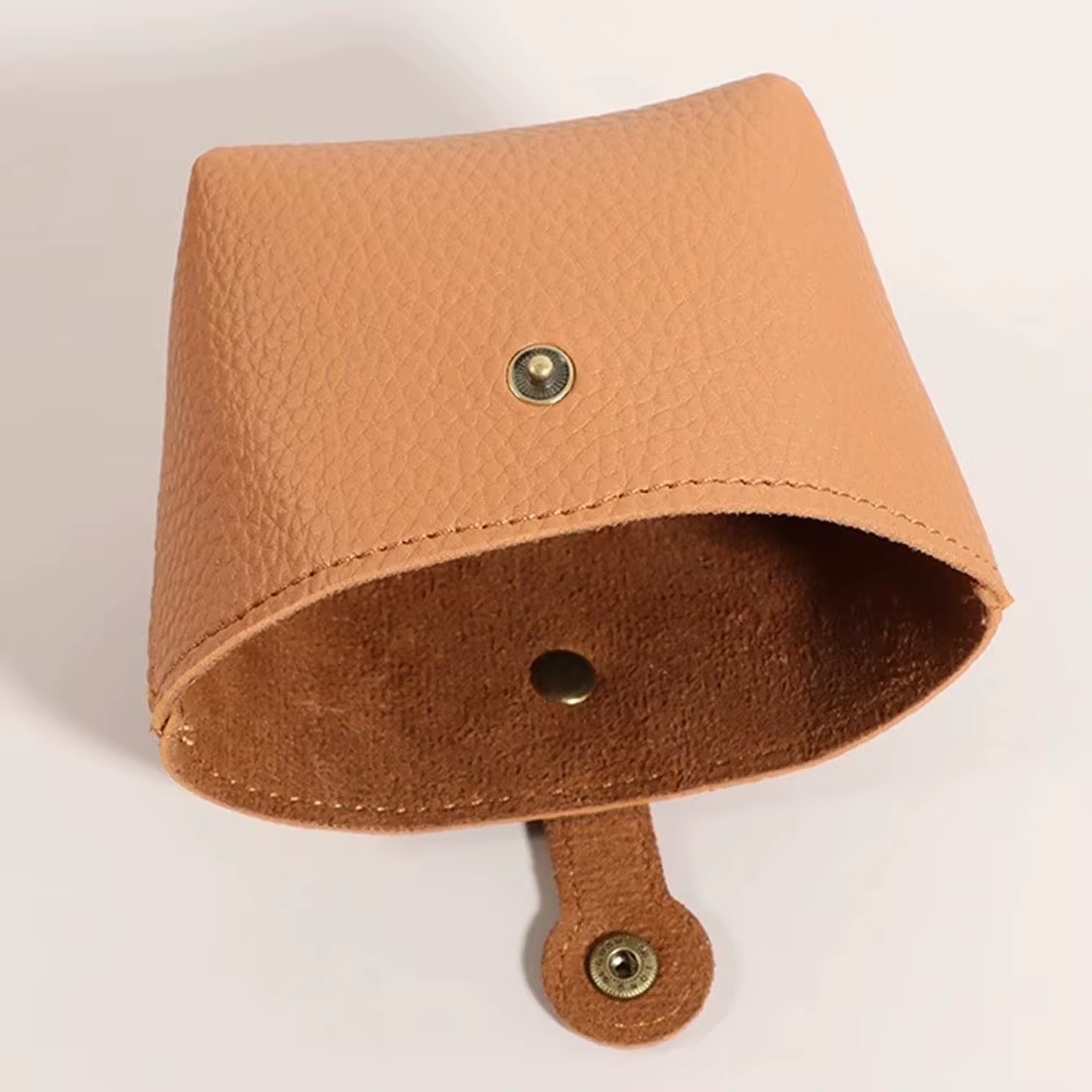 Porte-monnaie Portable en cuir PU de couleur unie