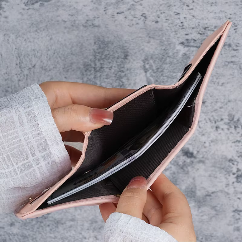 Nouveau petit portefeuille femmes en cuir court pliant