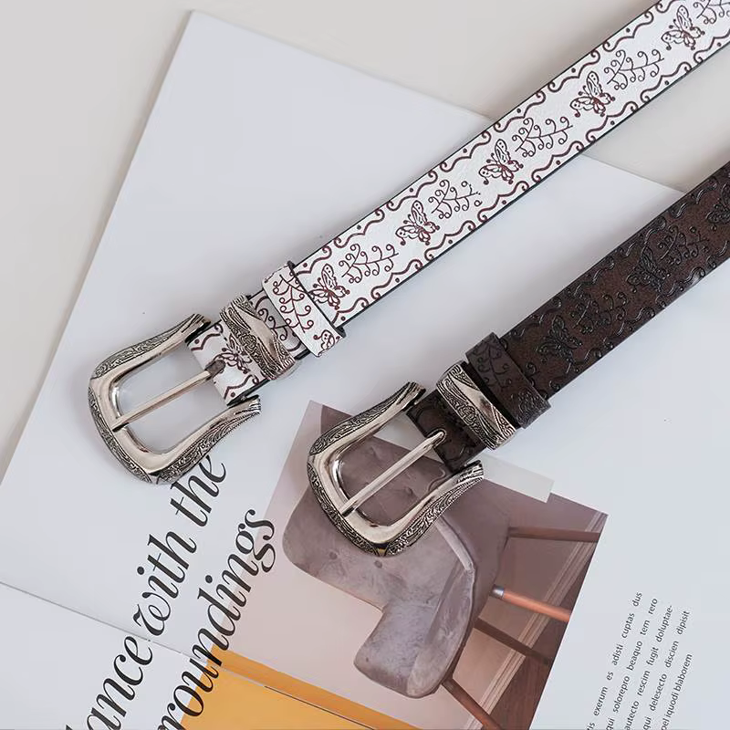 Ceinture de style américain rétro marron pour femmes