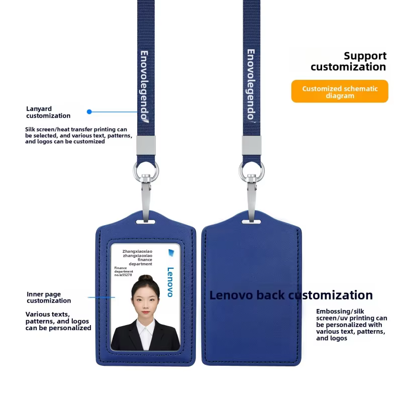 Porte-cartes en cuir avec cordon