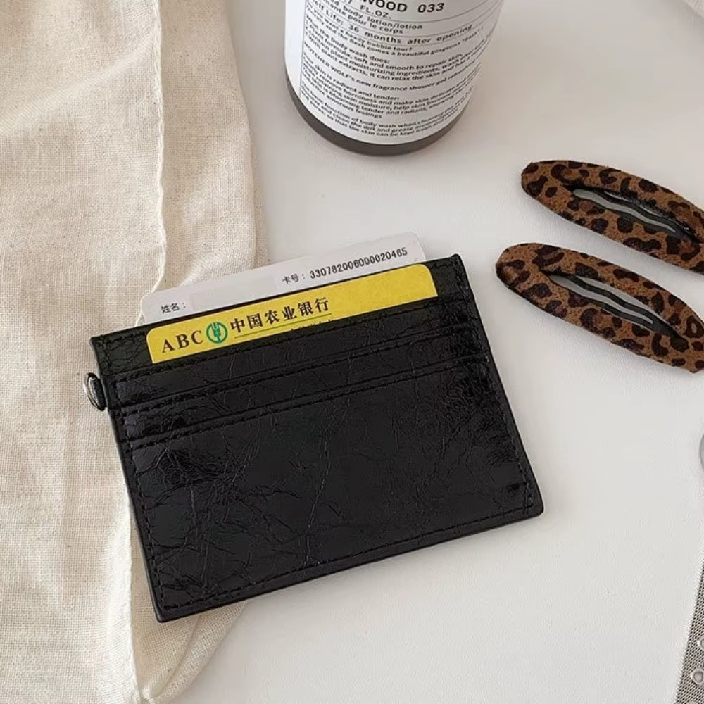 Portefeuille compact ultra-fin en cuir craquelé