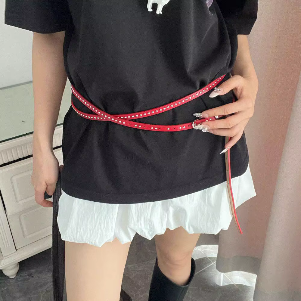 Ins mode Double ceinture en cuir Pu