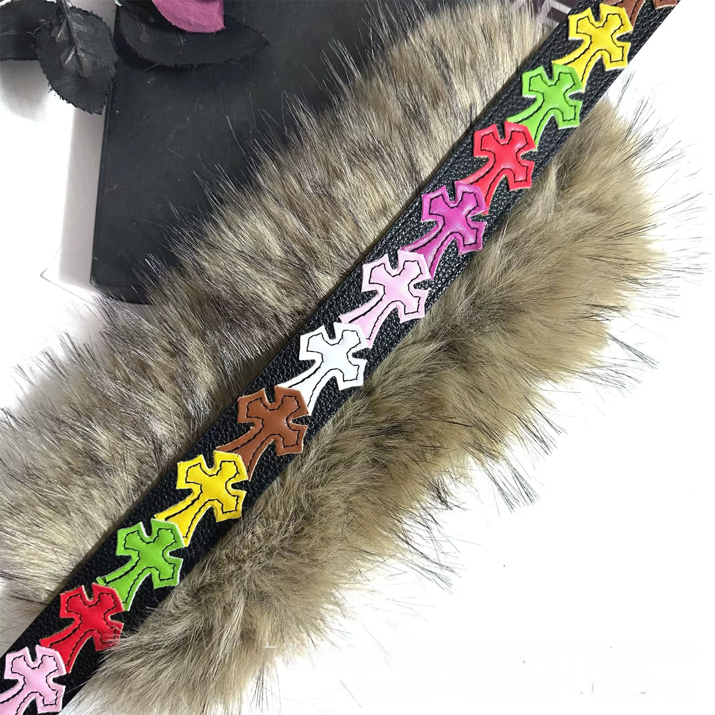 Ceinture en fourrure de Style américain pour Denim