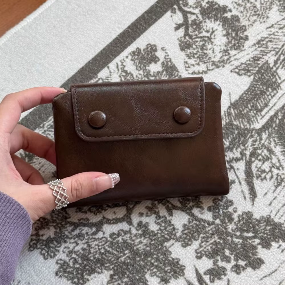 Portefeuille en cuir rétro pour femmes, porte-monnaie polyvalent, fermeture à glissière, Fre Sle Student Faion 2026, nouveau modèle coréen