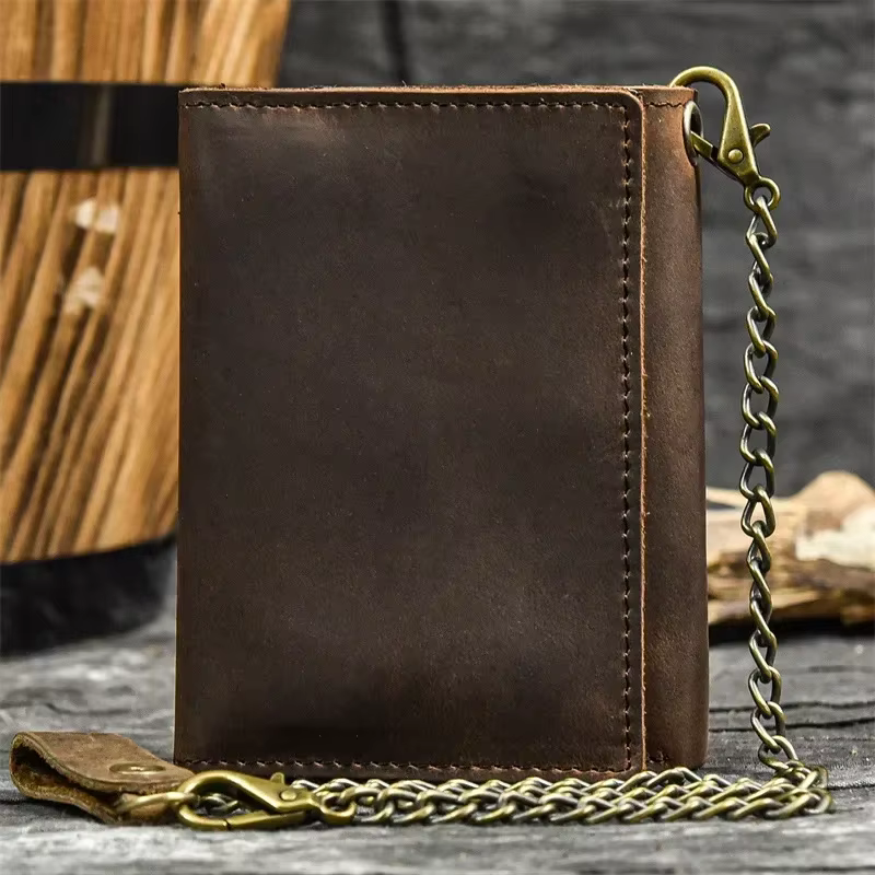 Portefeuille court en cuir véritable pour hommes