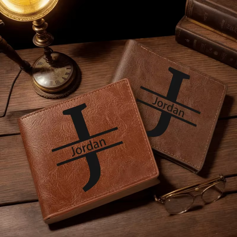 Portefeuille homme personnalisable avec initiales cadeau personnalisé pour mari petit ami papa-anniversaire anniversaire fête des pères noël