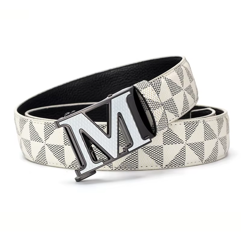 Ceinture en cuir pour hommes avec boucle automatique en métal