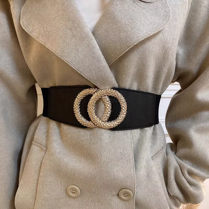 Ceinture Corset Large Élégante Grande Taille pour Femme, Ceinture de Luxe Haut de Gamme de Marque Tendance pour Femme, Ceinture Élastique de Créateur pour Femme