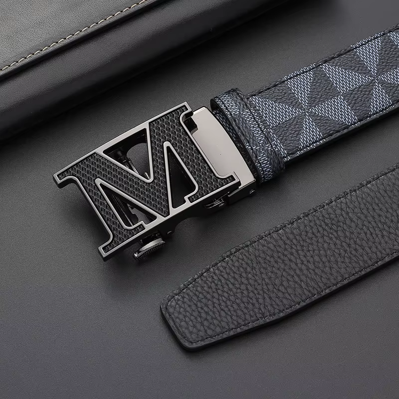 Ceinture en cuir pour hommes avec boucle automatique en métal