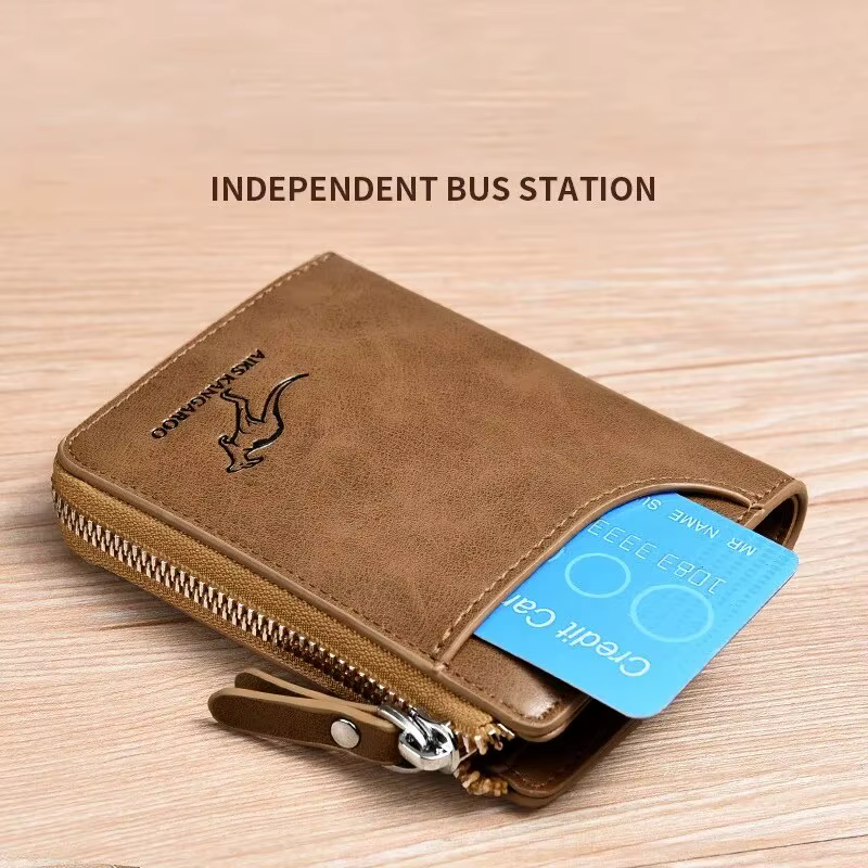 Portefeuille pour hommes en cuir porte-carte de visite fermeture éclair sac à main portefeuilles de luxe