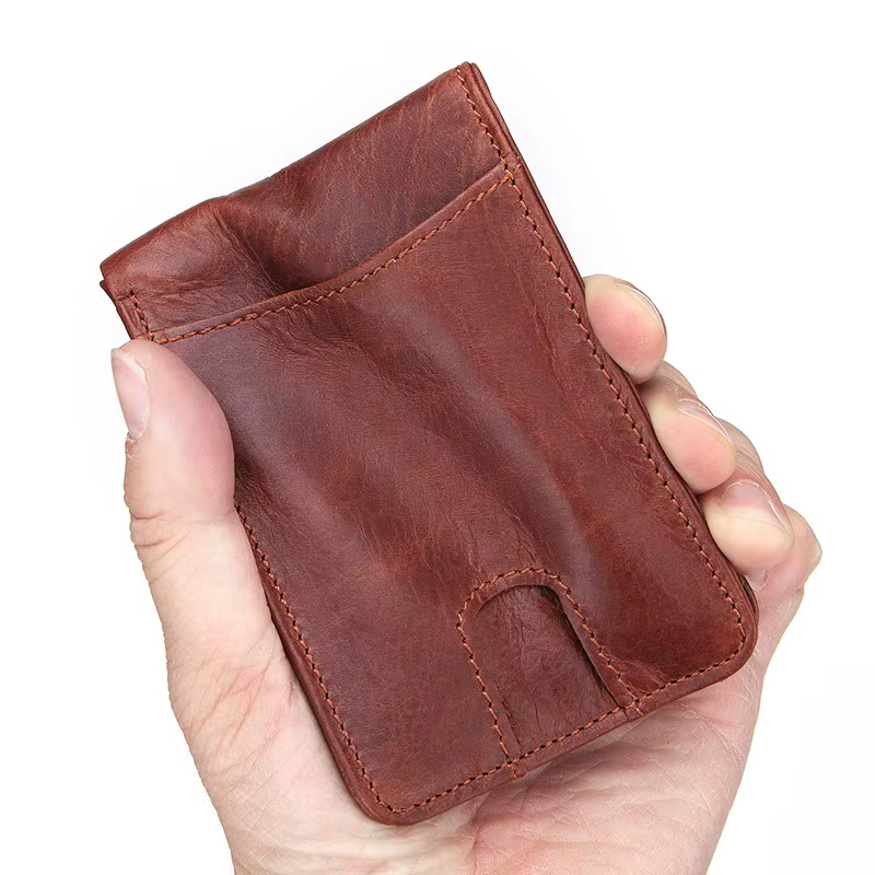 GENODERN Petit portefeuille décontracté pour hommes, portefeuilles fins en cuir de vache, mini portefeuille court avec porte-cartes, pochettes à monnaie