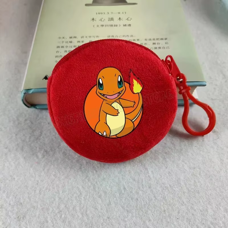 Porte-monnaie en peluche Pokémon Pikachu Charmander, mini portefeuille rond, porte-monnaie à fermeture éclair Gengar Squirtle, sacs à monnaie pour femmes et hommes, cadeau
