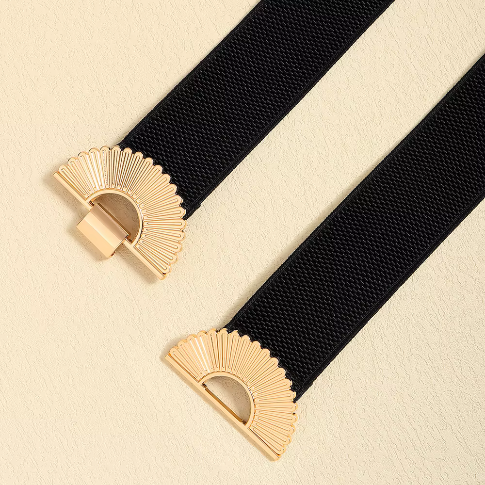 Ceinture femme premium sense noir élastique taille joint alliage individuel contre-boucle