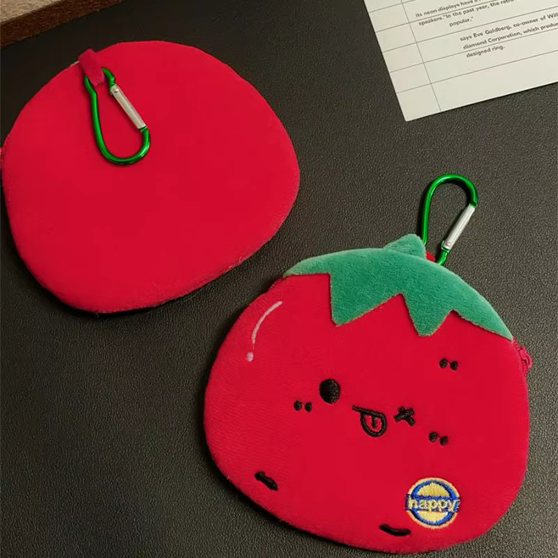 Porte-monnaie en peluche en forme de tomate