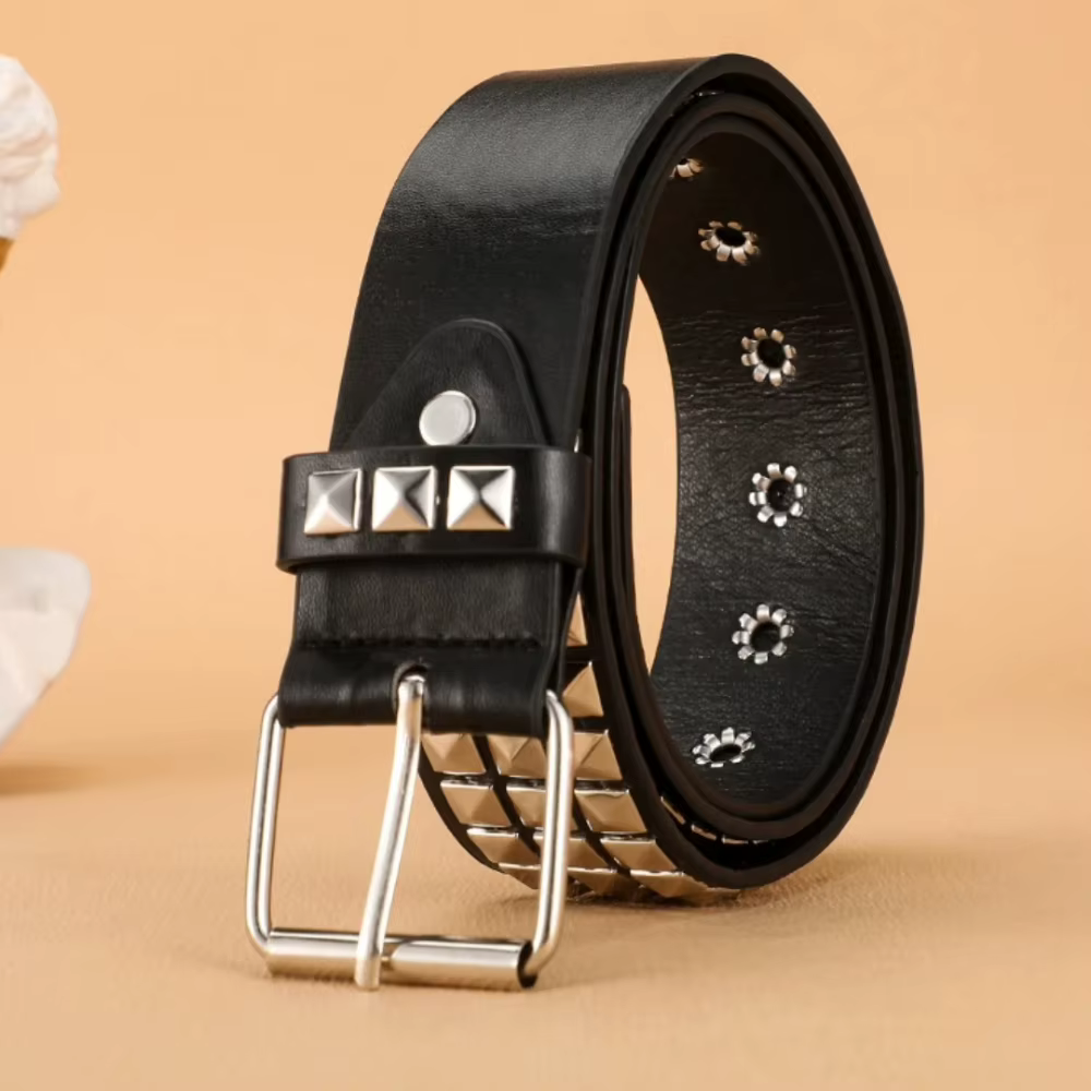 Ceinture à rivets en métal lourd pour femmes