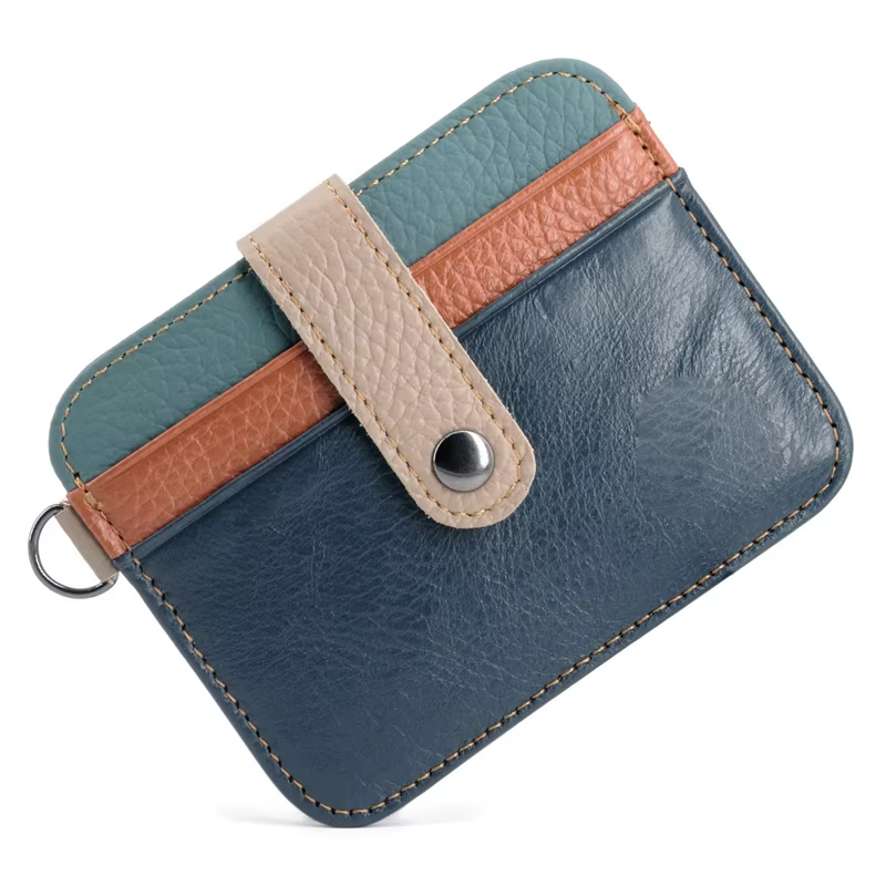 Portefeuille mince en cuir véritable pour hommes – Mini porte-monnaie Ultra fin avec porte-carte
