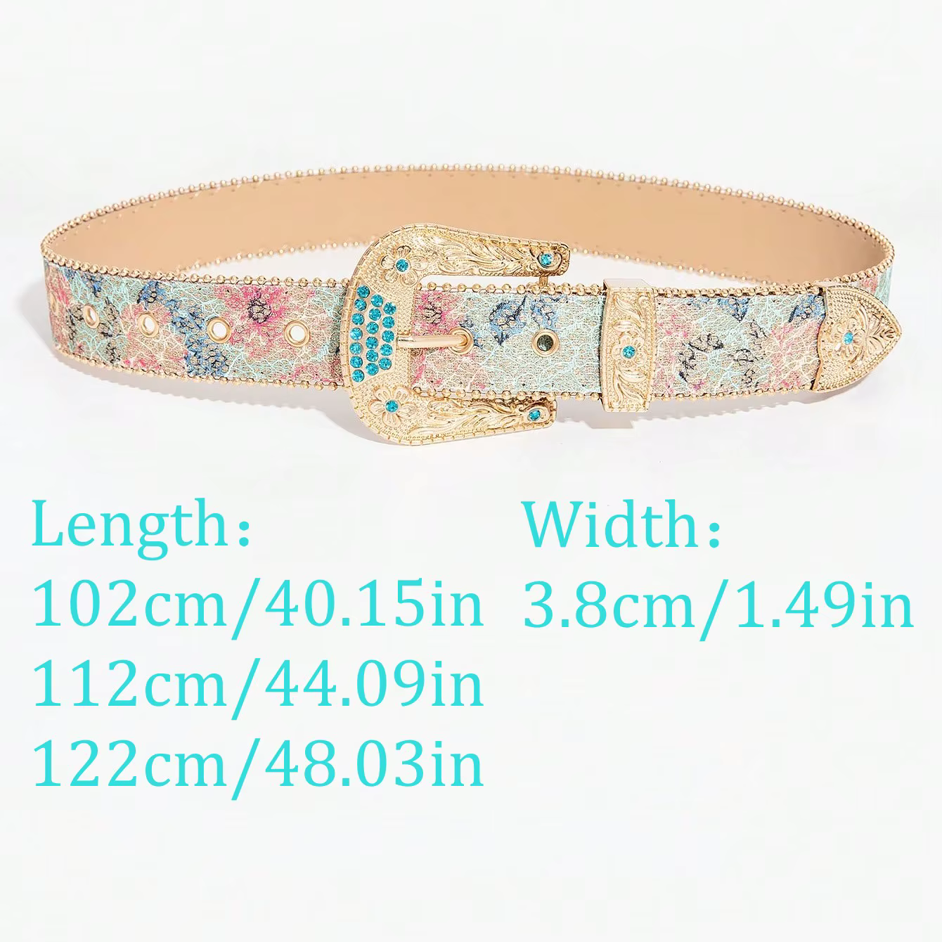 Ceinture imprimée brodée de style royal rétro pour femmes, ceinture décorative pour jupe en jean avec boucle sculptée, adaptée aux rassemblements décontractés, 1 pièce