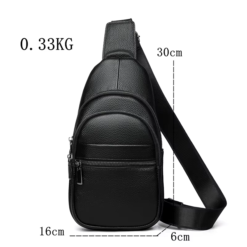 Sac à main en cuir de vachette multi-poches pour hommes