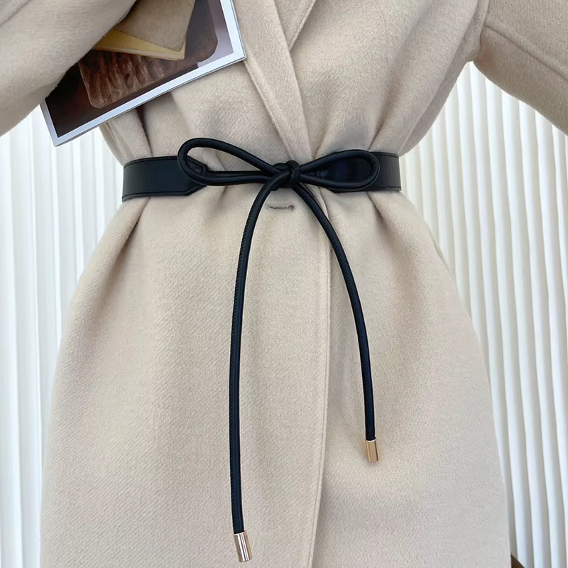 RICYGVM – ceinture fine en cuir nouée pour femmes coréennes, mode Simple, pull, manteau, ceinture décorative, bretelles de taille