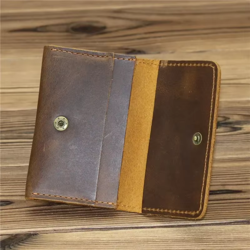 Porte-cartes vintage en cuir véritable pour hommes