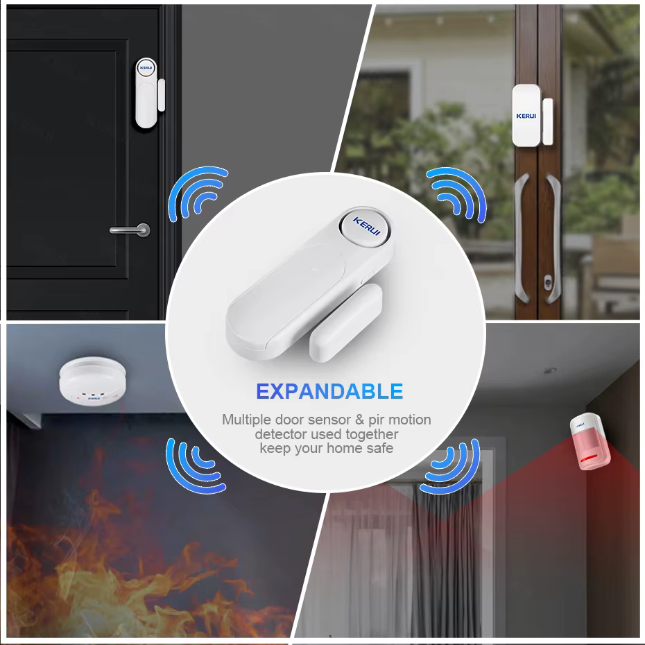 Capteur d'alarme de porte fenêtre sans fil, sécurité avec télécommande, alarme antivol, capteur magnétique, alerte de porte, système domestique