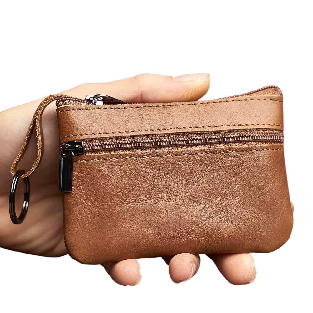 Mini porte-monnaie en cuir unisexe