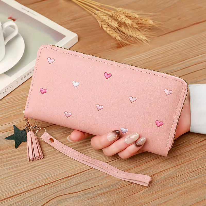 Femmes longs portefeuilles sacs à main de luxe amour coeur