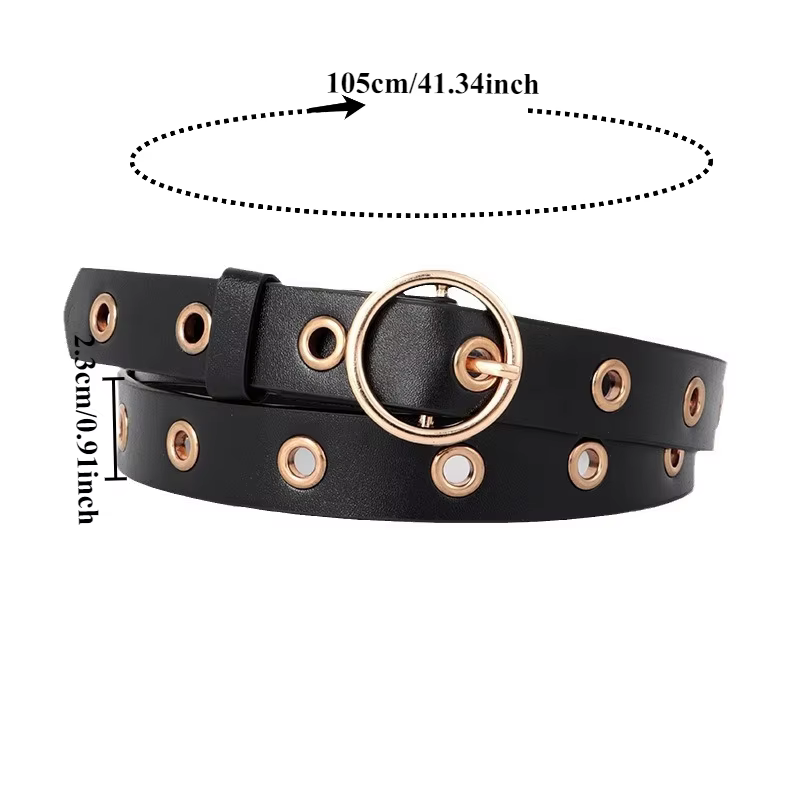 Ceinture noire tendance avec design perforé