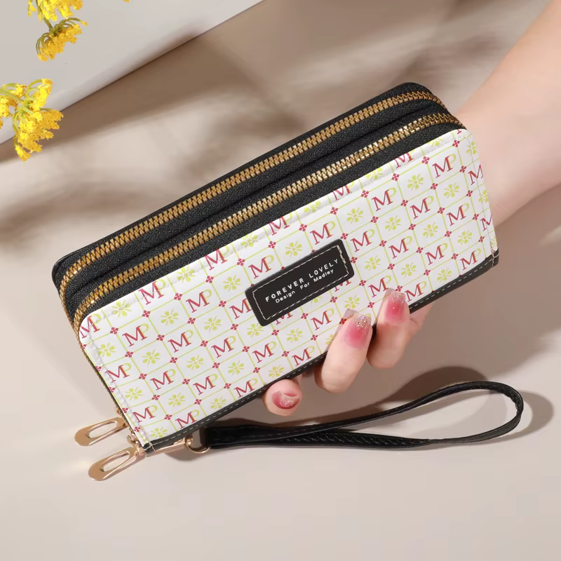 Portefeuille long en cuir PU pour femme