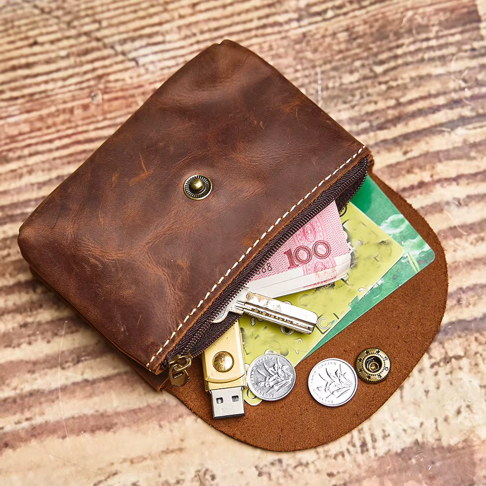 NUPUGOO – porte-monnaie rétro en cuir véritable pour hommes