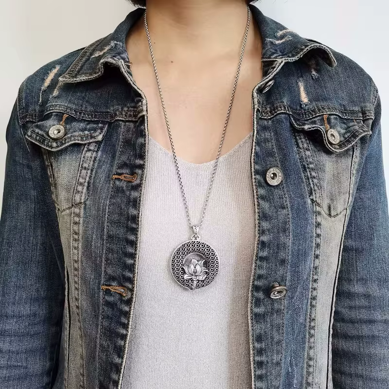 Pendentif Porte-Bonheur Classique en Argent Chim925, Collier Rétro Ethnique pour Homme et Femme