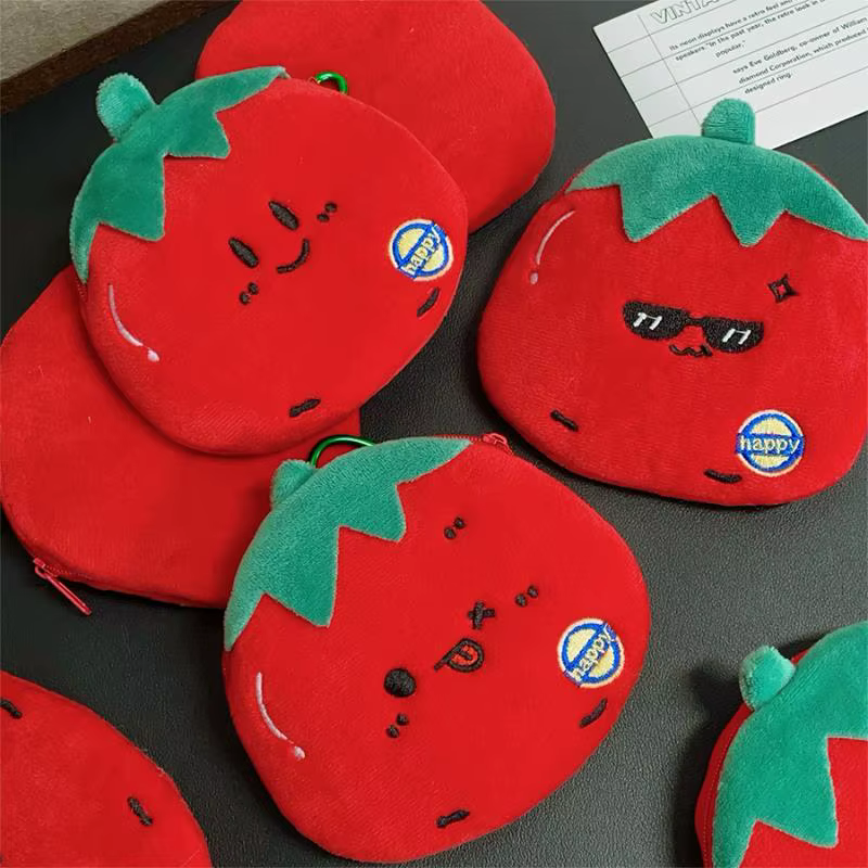 Porte-monnaie en peluche tomate