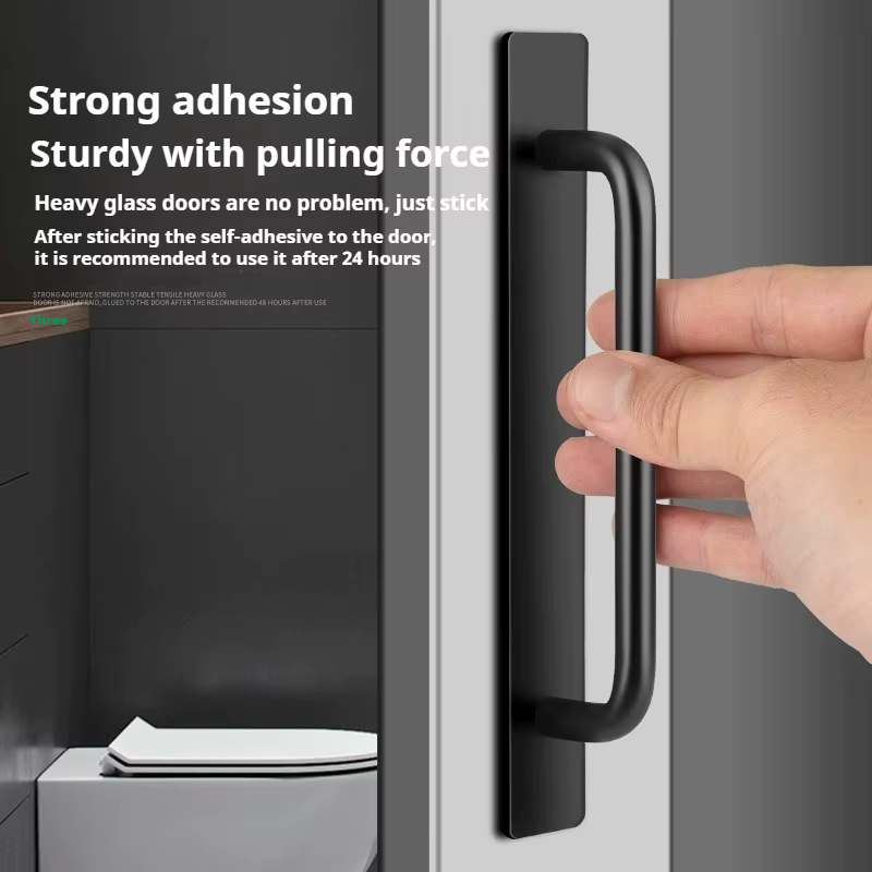 Poignée adhésive pour porte, armoire, tiroir, sans perçage, poignée à pousser et à tirer, poignée adhésive adaptée aux armoires de cuisine, aux salles de bain