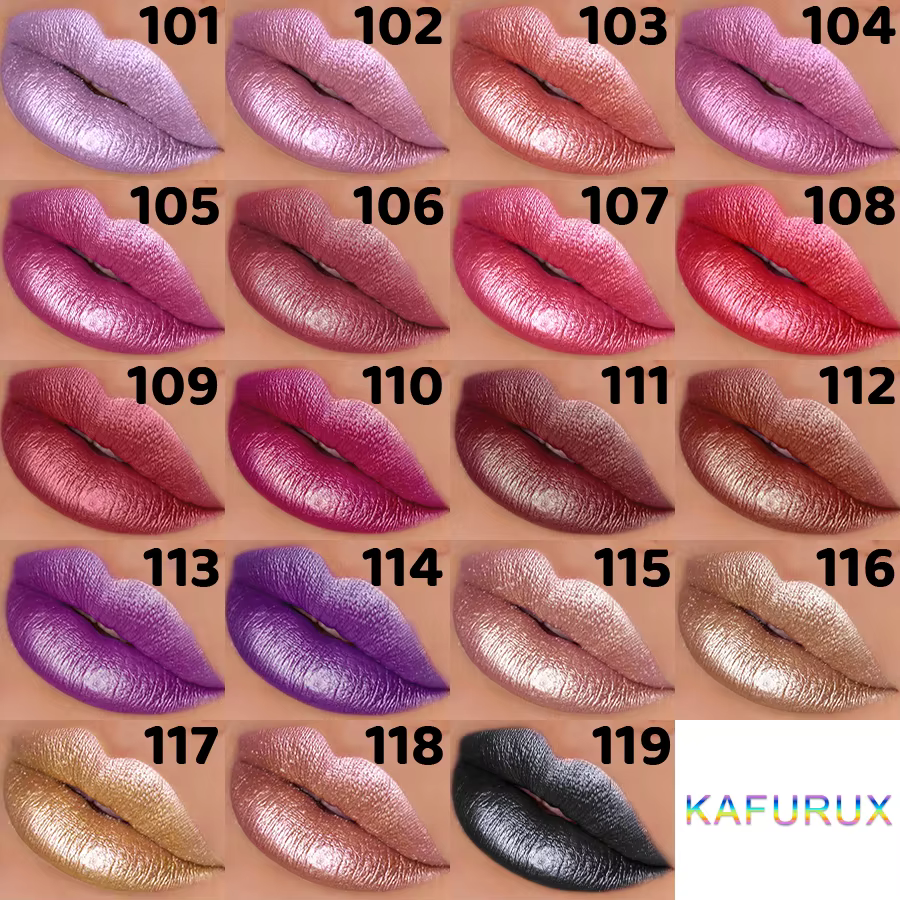 Rouge à lèvres à paillettes en 19 couleurs, hydratant, rouge, rose, brillant, teinte pour les lèvres hautement pigmentée, finition métallique, maquillage pour les lèvres