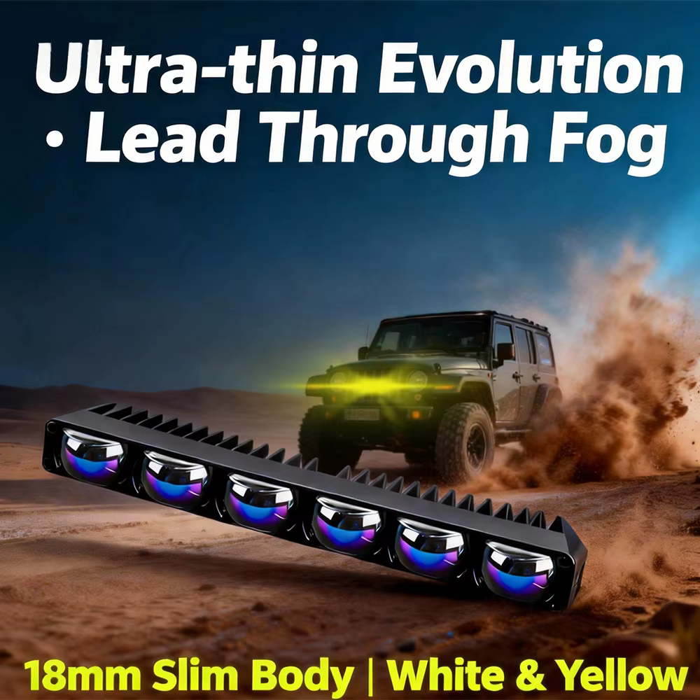 Barre LED fine pour voiture 12V 24V, phares longue portée, projecteurs LED, feux de croisement/route, feux antibrouillard auxiliaires pour véhicules 4x4 tout-terrain, grille