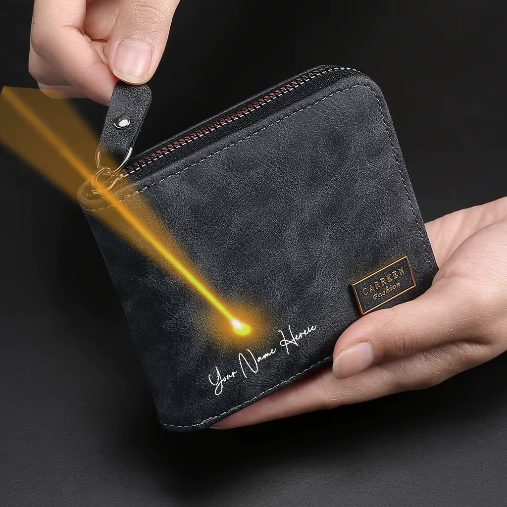 Portefeuille personnalisé avec nom gravé pour hommes