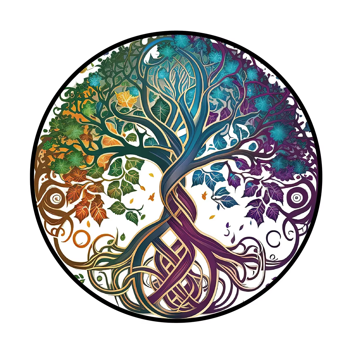 Arbre porte-bonheur rond en acrylique peint, pendentif décoratif mural, artisanat créatif, étiquette à suspendre pour la maison