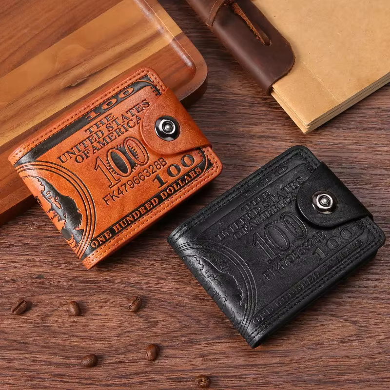 Portefeuilles pour hommes avec 100 dollars américains motif portefeuille homme en cuir